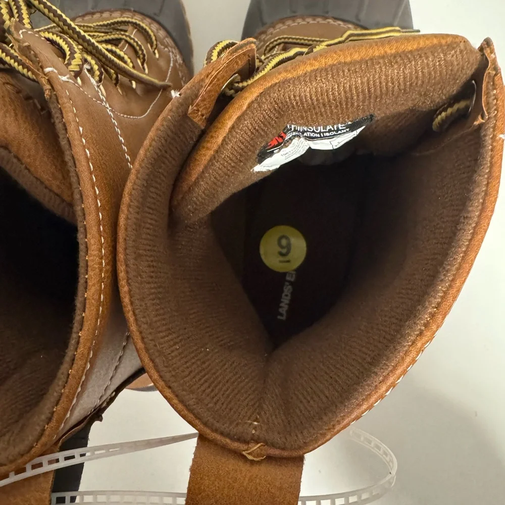 Lands' End Men's Two-Tone Waterproof Duck Boots in Brown and Dark Brown